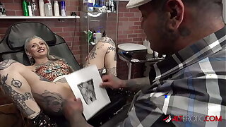 River Dawn Ink sucks cock after her experimental pussy tattoo
