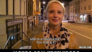 Cute blonde Czech student is paid for sex in bring in b induce